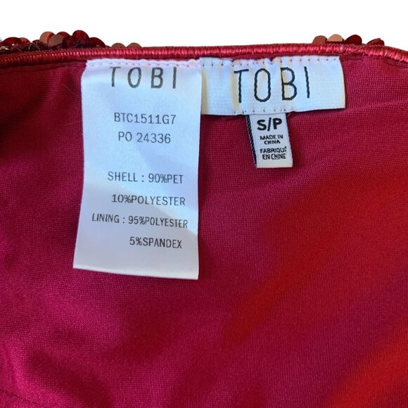 TOBI Backless Sparkly Sequin Cami Party Top Deep Red Size Small - Picture 5 of 5